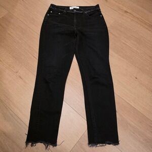 Reformation Cropped Cigarette Jeans Euphrates Wash Black Raw Hem Size 28 (30x28)